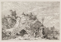 KG 00301
<br/>
Veduta: Landschap met pelgrim
<br/>
<em>Canal, Antonio (Canaletto) (1697 - 1768)</em>